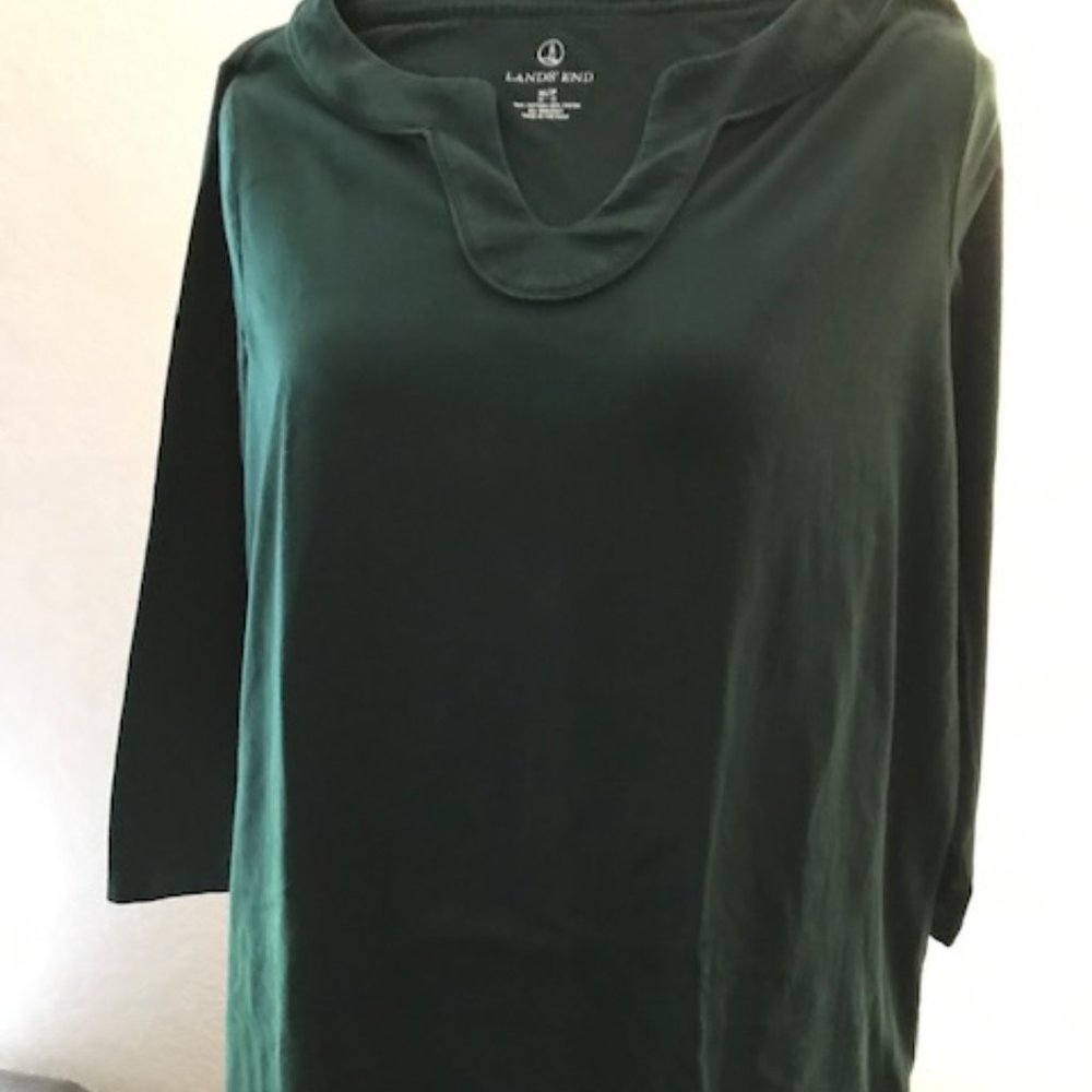 Lands End Shirt - Long Sleeve V Keyhole Neck